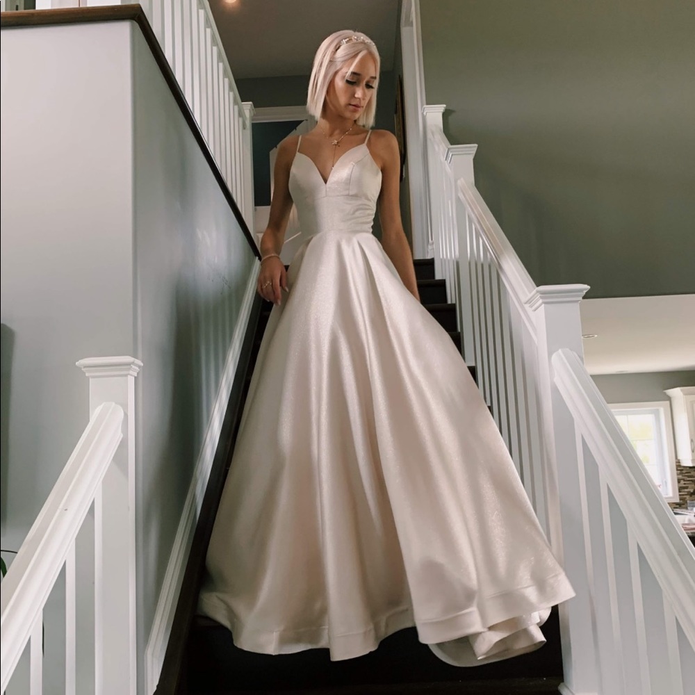 Champagne ballgown prom dress